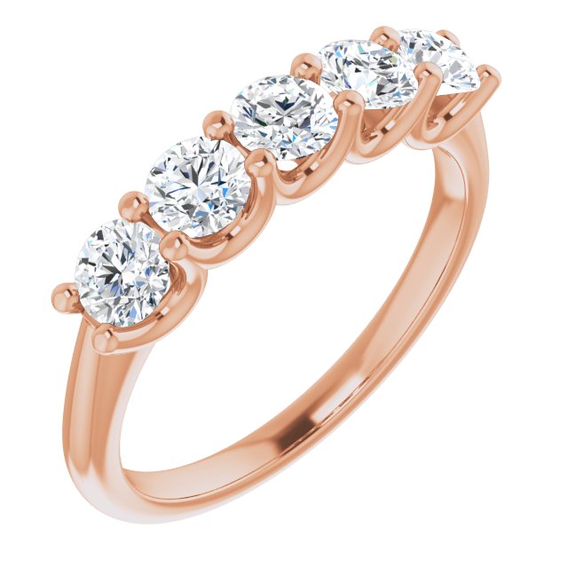 1.00 ct. Round Cut Diamond Wedding Band 5 Stone Anniversary Ring-VIRABYANI